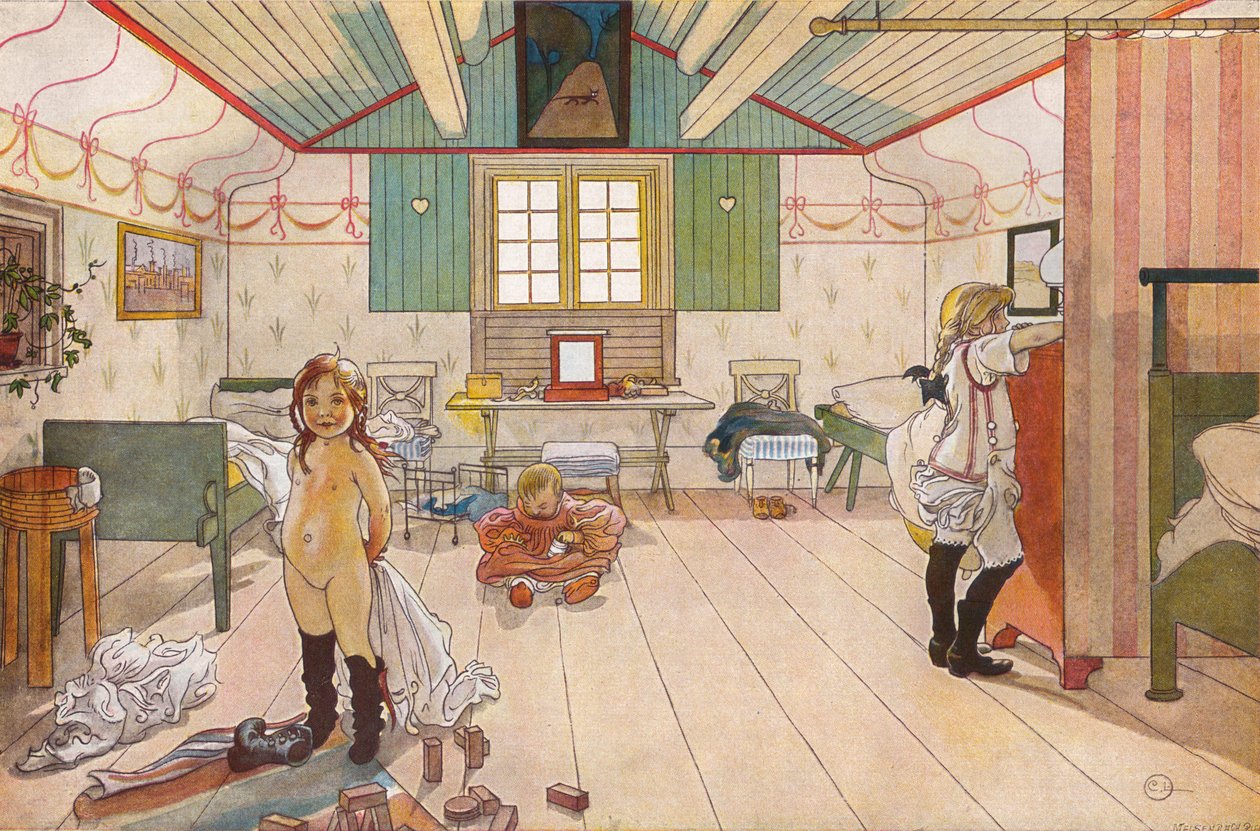Nella camera da letto delle bambine da Carl Larsson