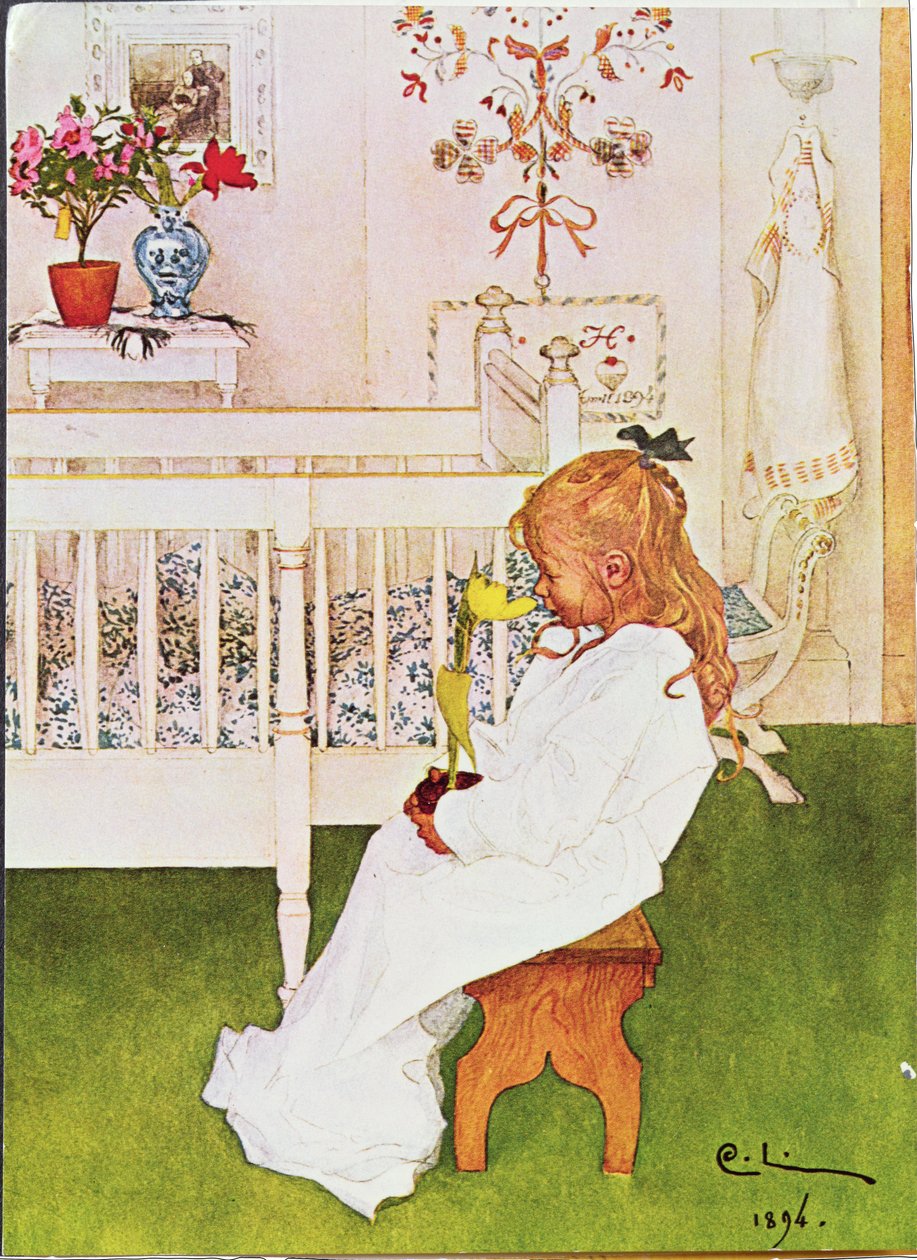 Lisbeth con un tulipano giallo da Carl Larsson