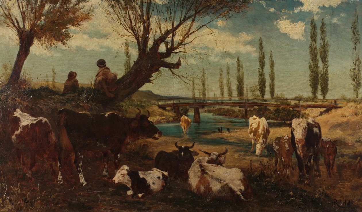 Mandria di mucche al pascolo da Carl Rudolf Huber