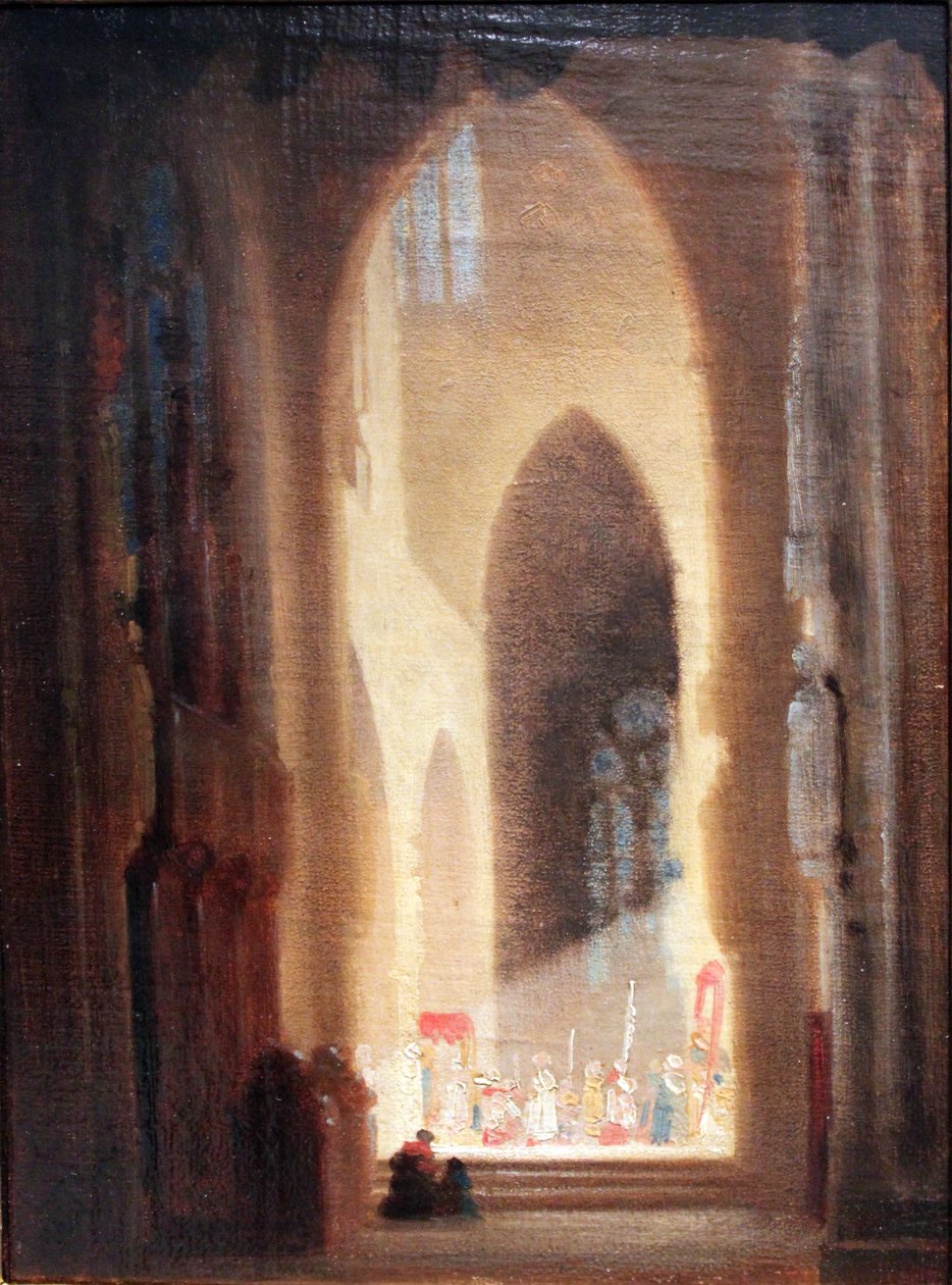Interno di chiesa con processione da Carl Spitzweg