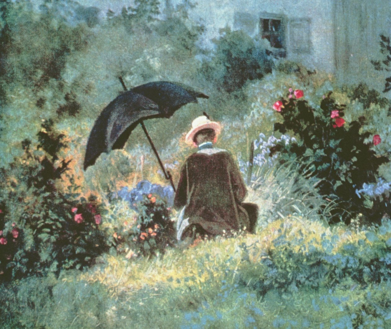 (dettaglio) Un gentiluomo che legge in un giardino da Carl Spitzweg
