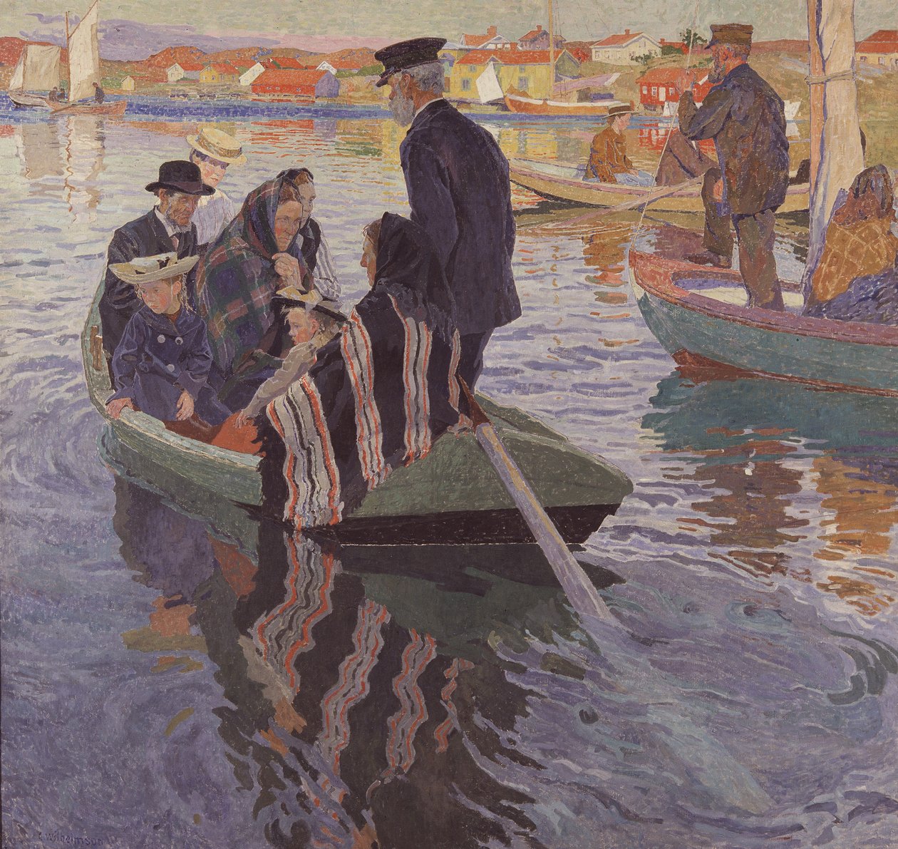 Fedeli in chiesa su una barca da Carl Wilhelm Wilhelmson