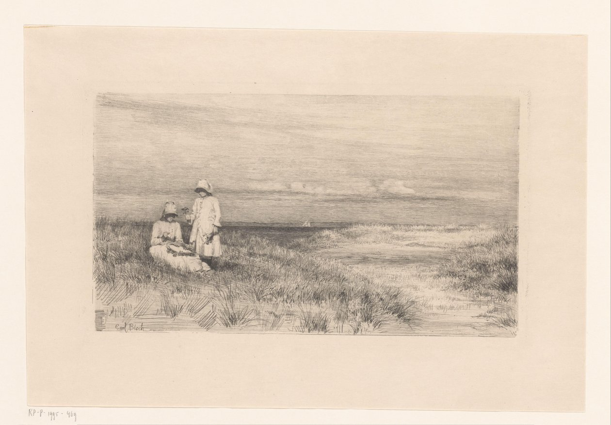 Vrouw en meisje in duinen da Carl Bloch