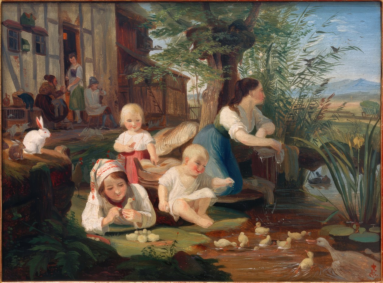 Madre con bambini da Carl Engel von Rabenau