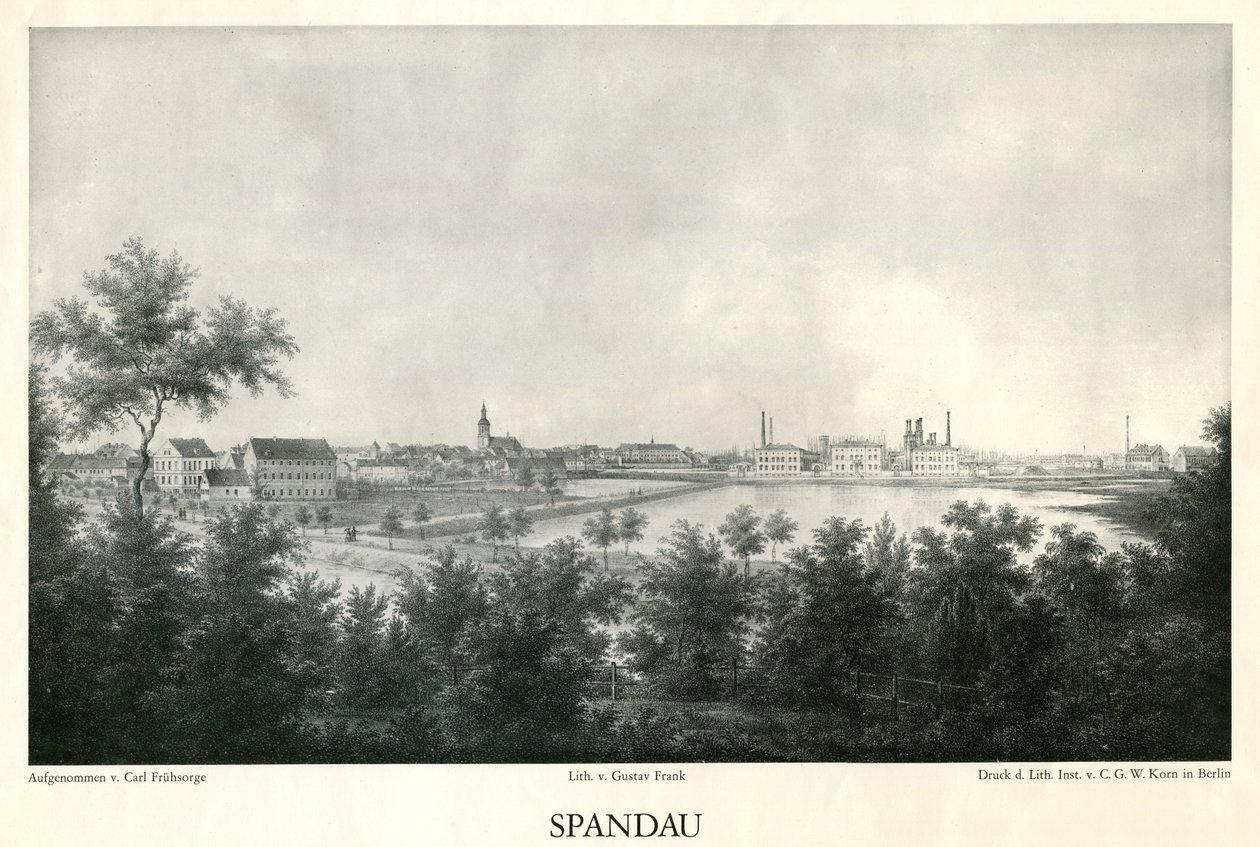 Veduta della città di Spandau intorno al 1860 da Carl Frühsorge