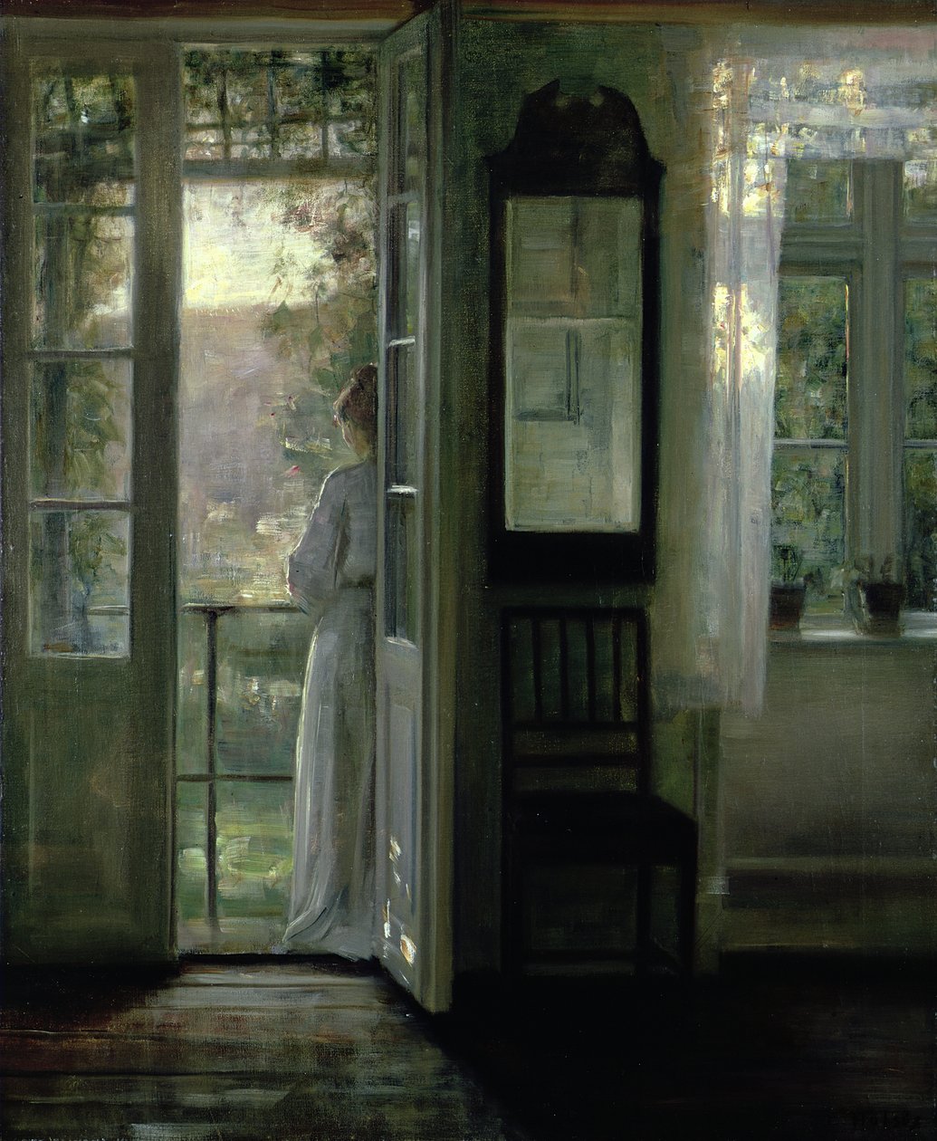 Ragazza in piedi su un balcone da Carl Holsoe