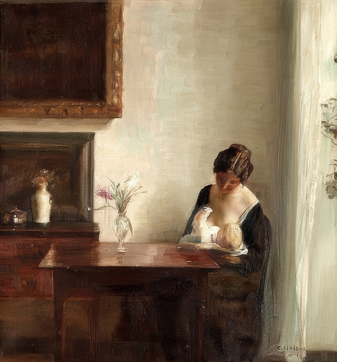 Interno con madre e bambino da Carl Holsoe