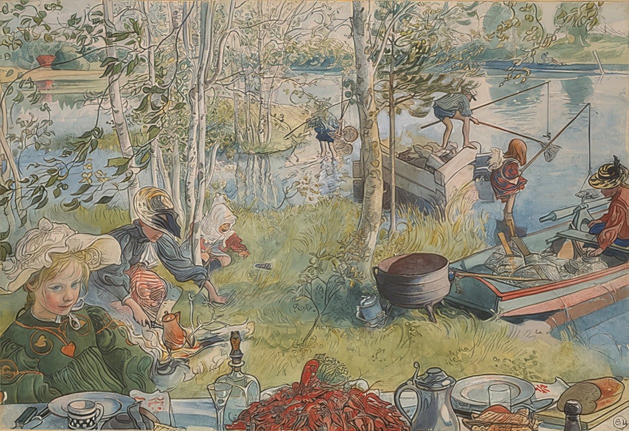 Pesca dei granchi da Carl Larsson