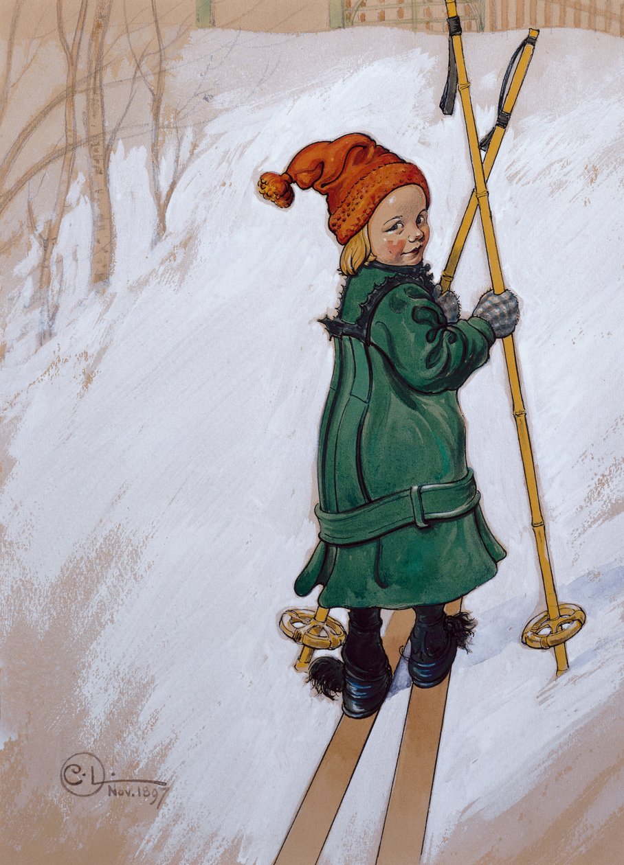 Bambina che scia da Carl Larsson