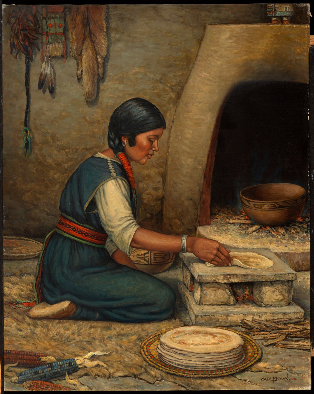 Donna Hopi che prepara il Piki da Carl Moon