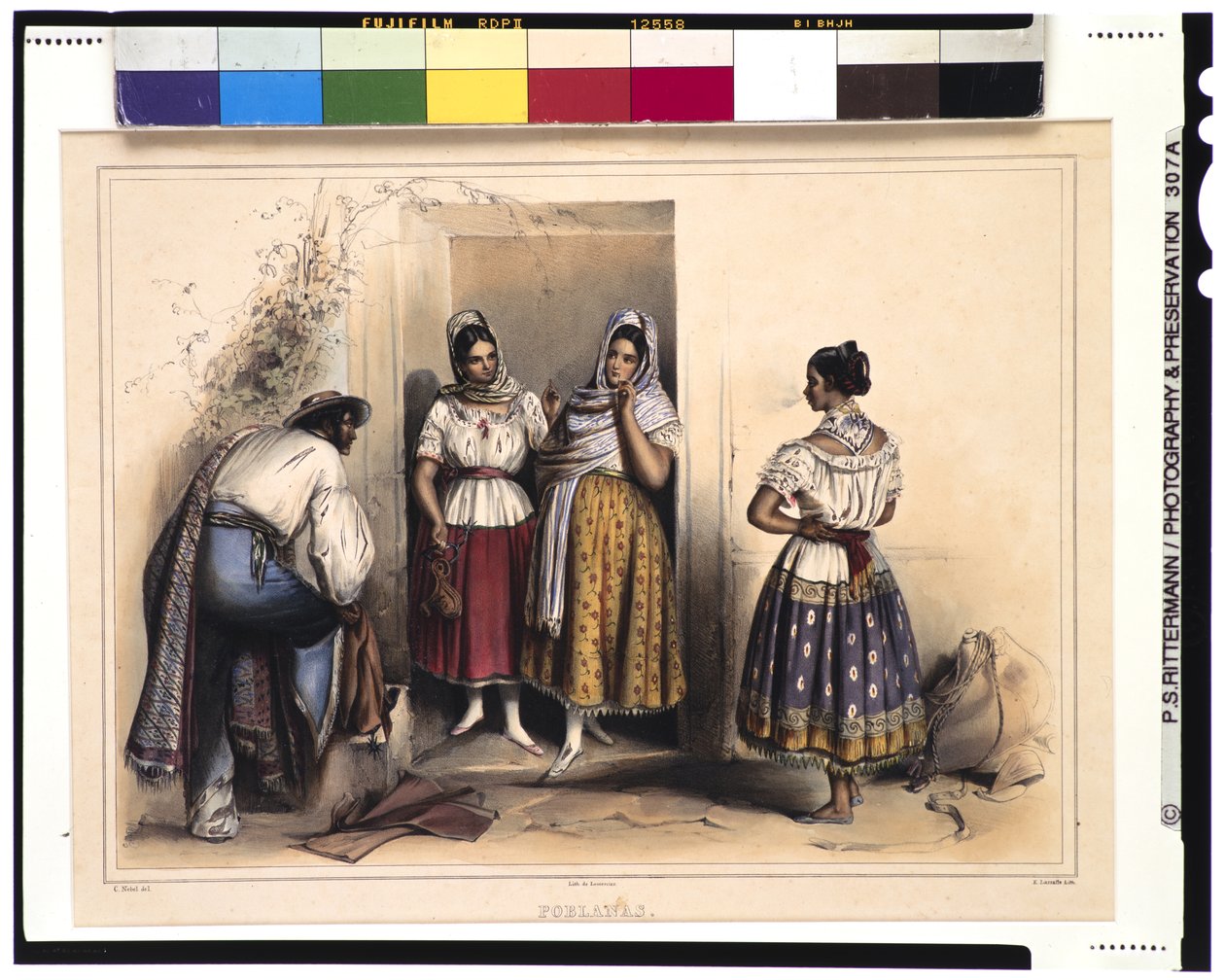 Donne di Puebla, dopo il 1836 da Carl Nebel