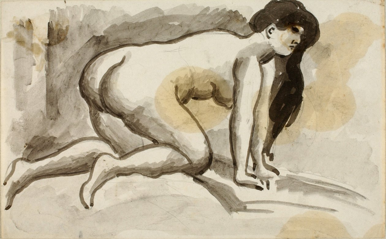 Nudo femminile su mani e ginocchia da Carl Newman