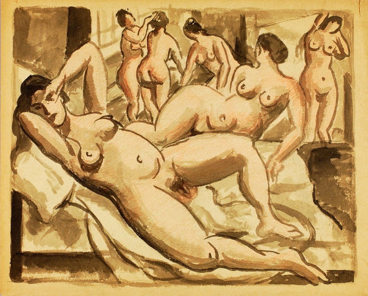 Gruppo di sei nudi femminili da Carl Newman