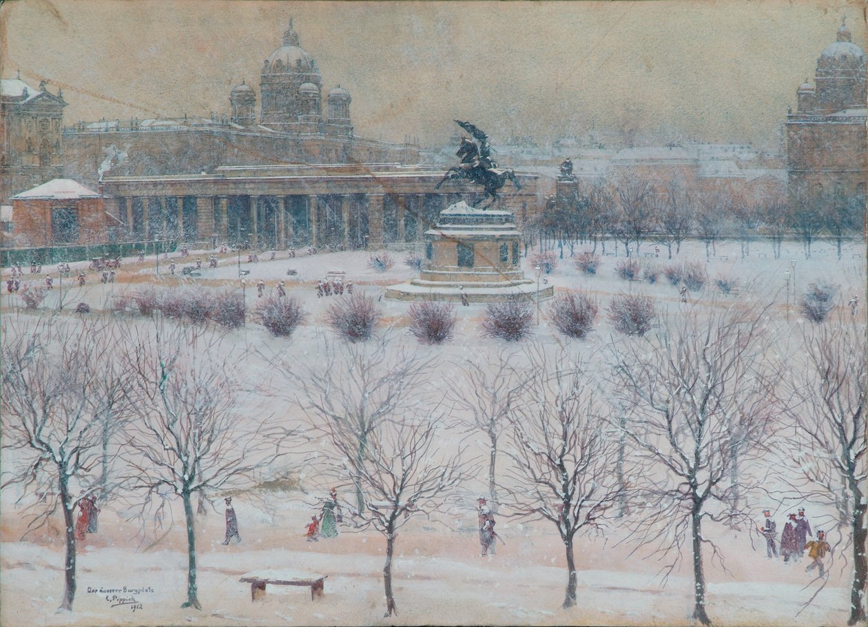 La piazza del castello esterno a Vienna in inverno da Carl Pippich