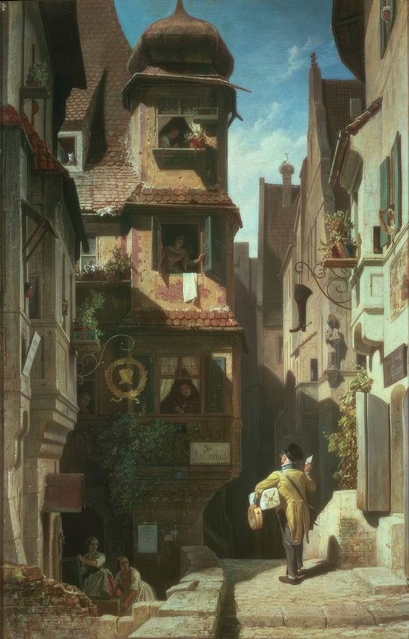 Il postino nella valle delle rose da Carl Spitzweg