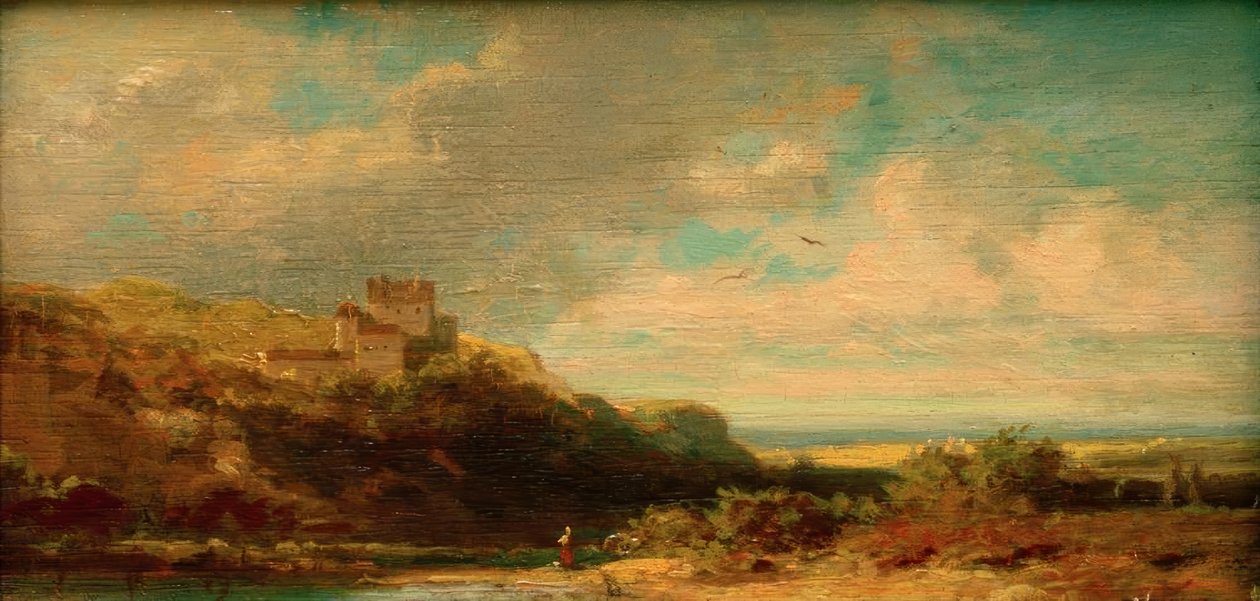 Paesaggio con valle fluviale e castello da Carl Spitzweg