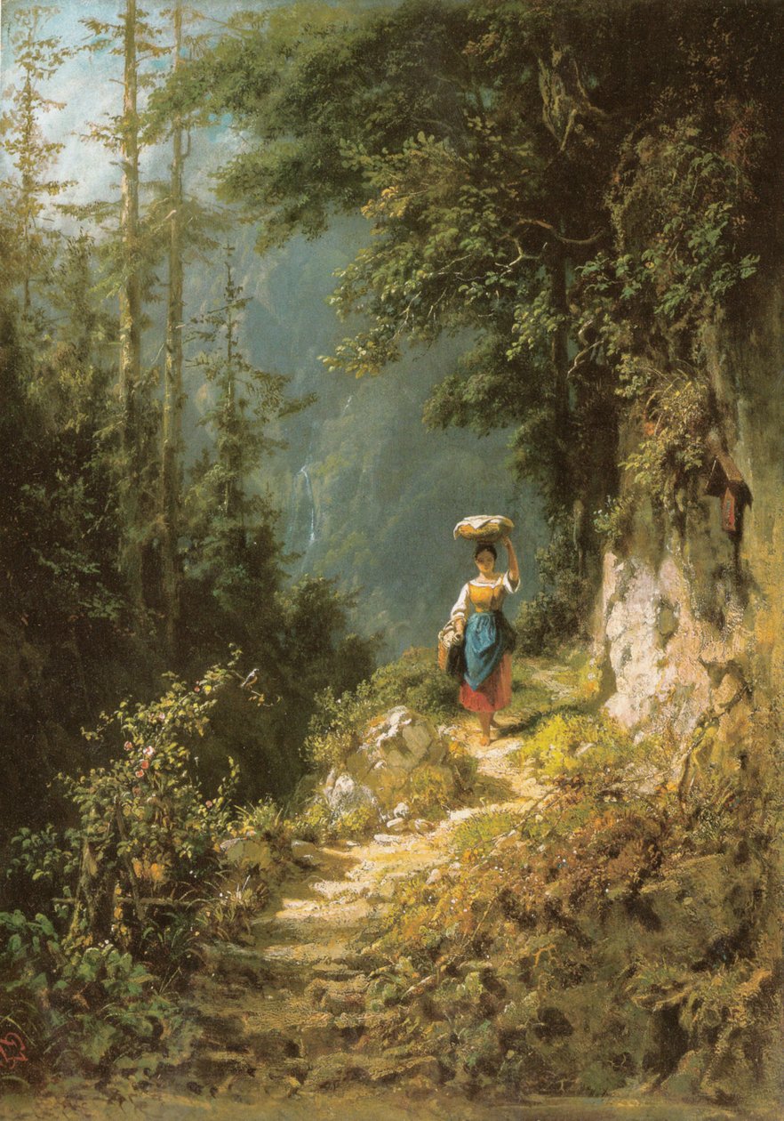 Ragazza con carico sulla testa da Carl Spitzweg