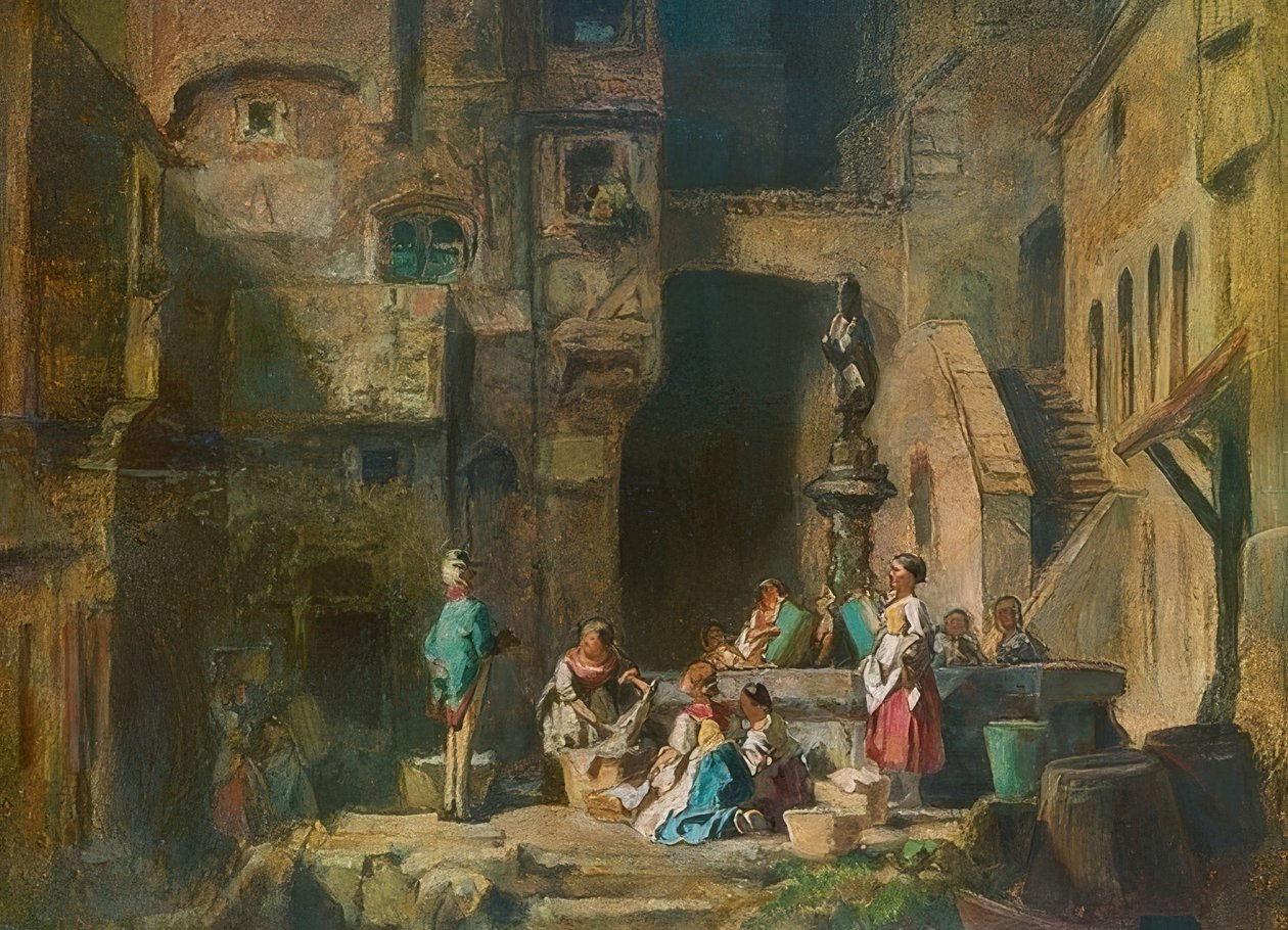 Lavandaie alla fontana da Carl Spitzweg