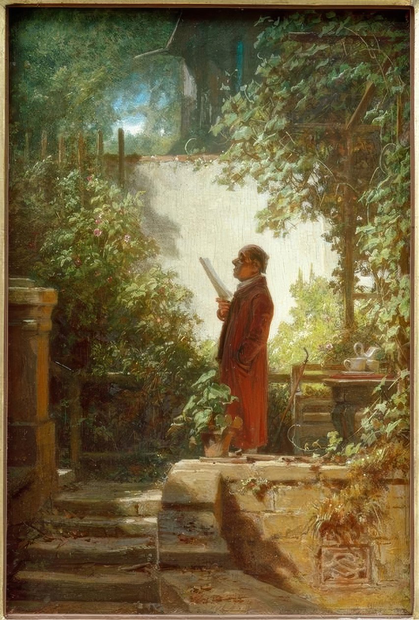 Lettore di giornali nel giardino di casa da Carl Spitzweg