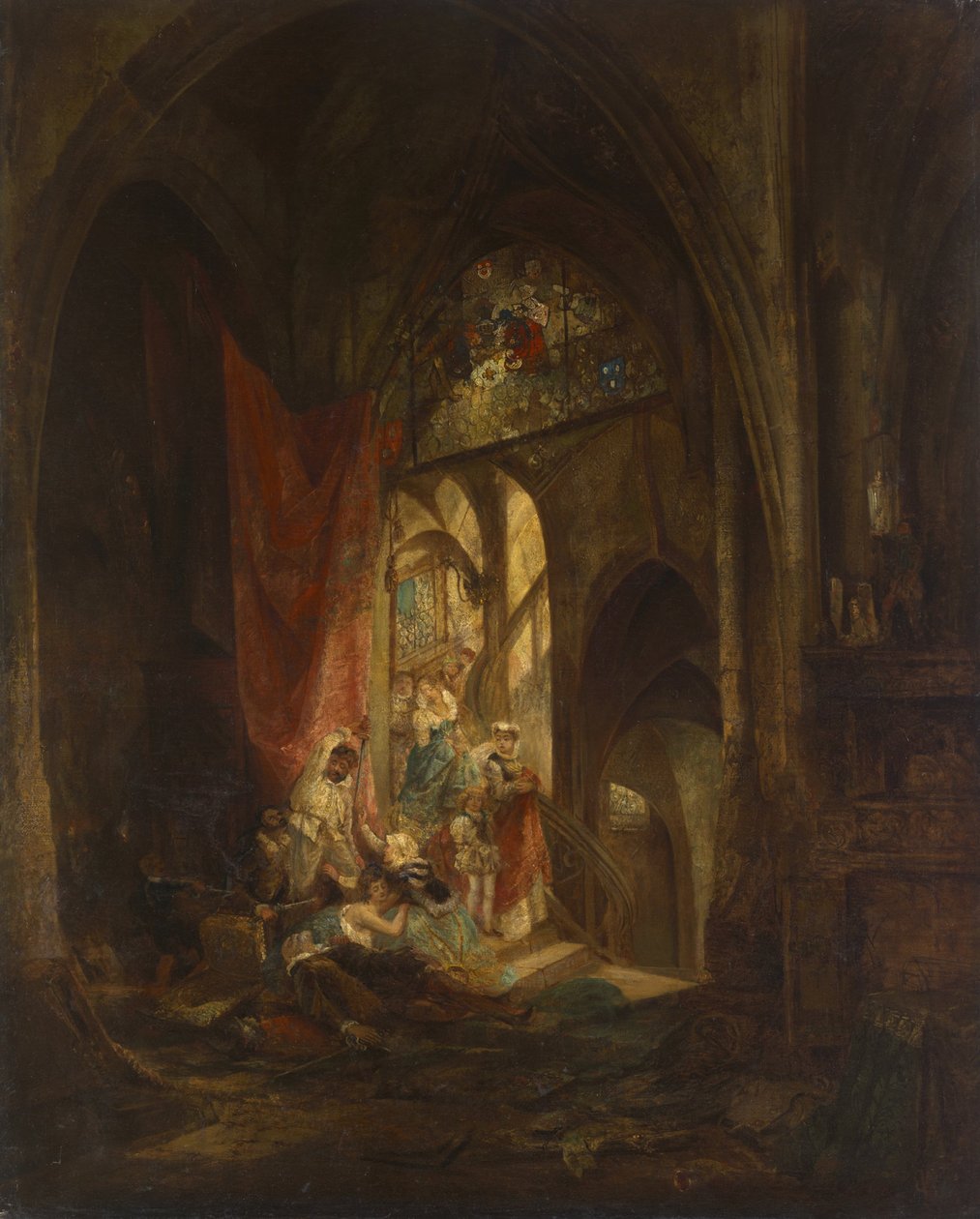 Scena sulla scalinata del castello da Carl Theodor von Piloty