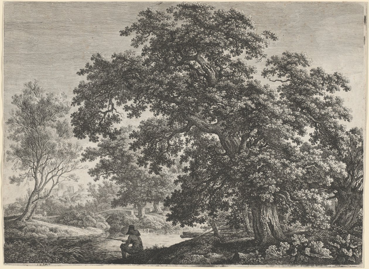 Quercia gigante con un pescatore seduto da Carl Wilhelm Kolbe