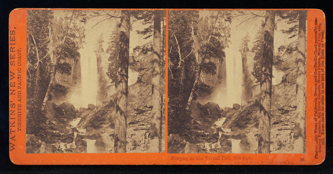 Piwyac, o la Vernal Fall a bassa acqua, 300 piedi, Yosemite Valley, Contea di Mariposa, Cal. da Carleton E. Watkins