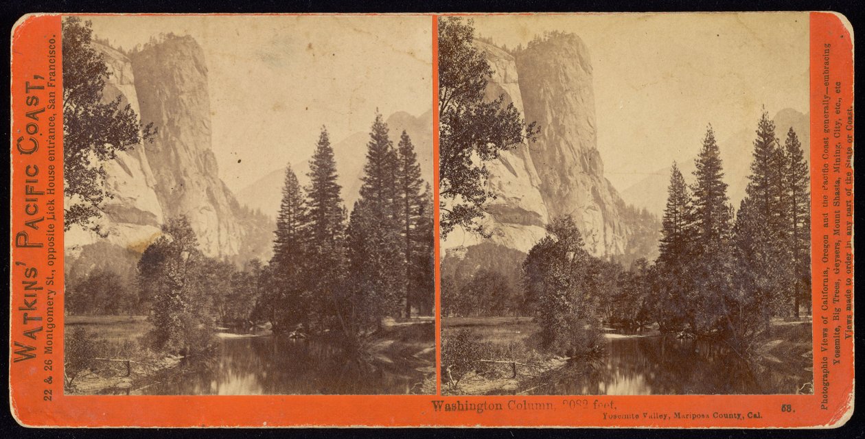 Colonna di Washington, 2082 piedi, Yosemite Valley, Contea di Mariposa, California da Carleton E. Watkins