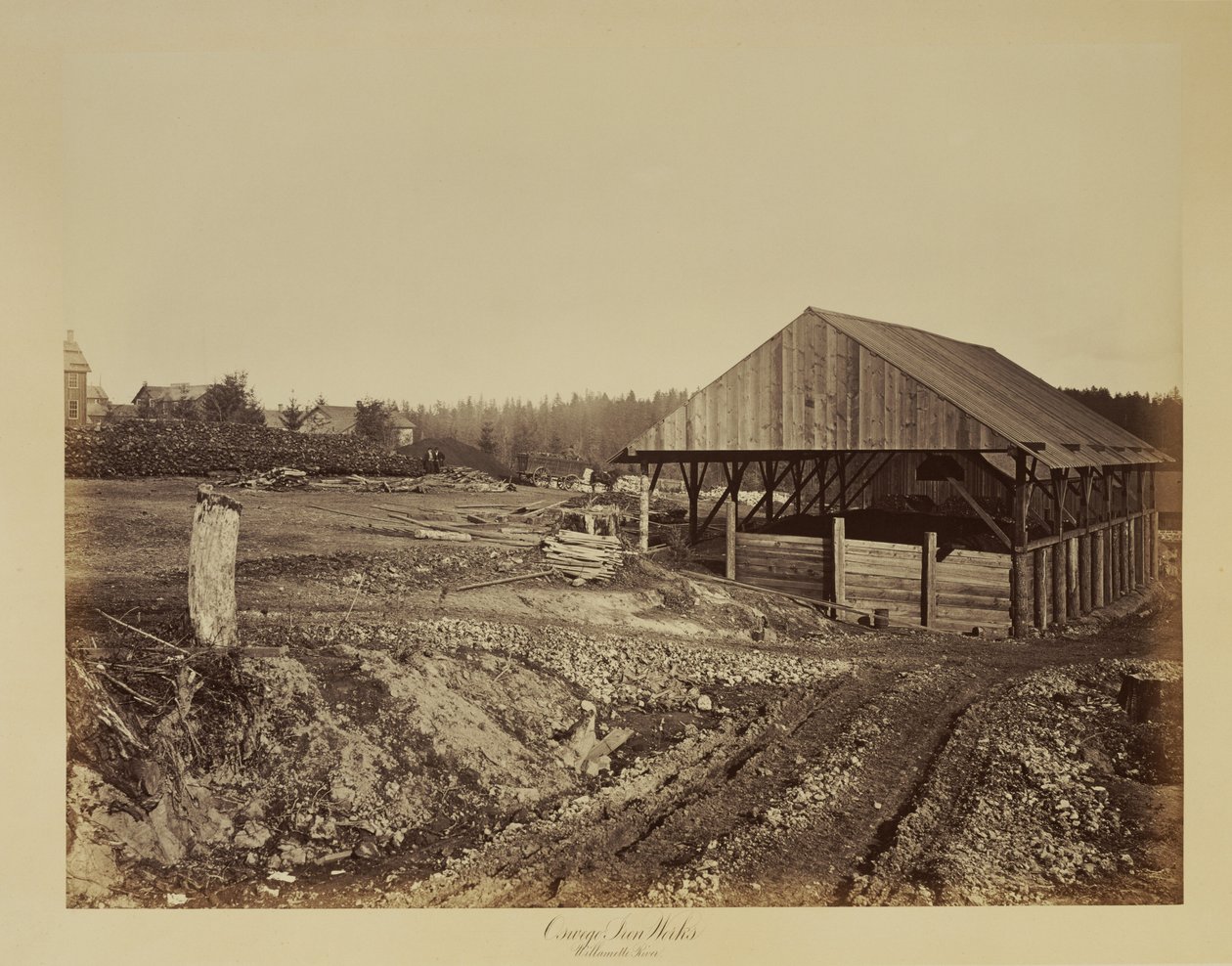 Fabbrica di ferro di Oswego, fiume Willamette da Carleton Watkins