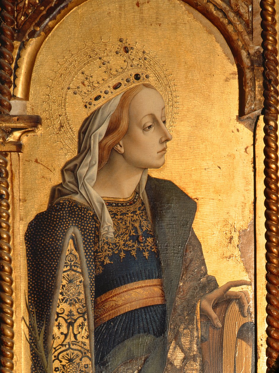 Santa Caterina, (dettaglio) dal trittico di Santa Lucia da Carlo Crivelli