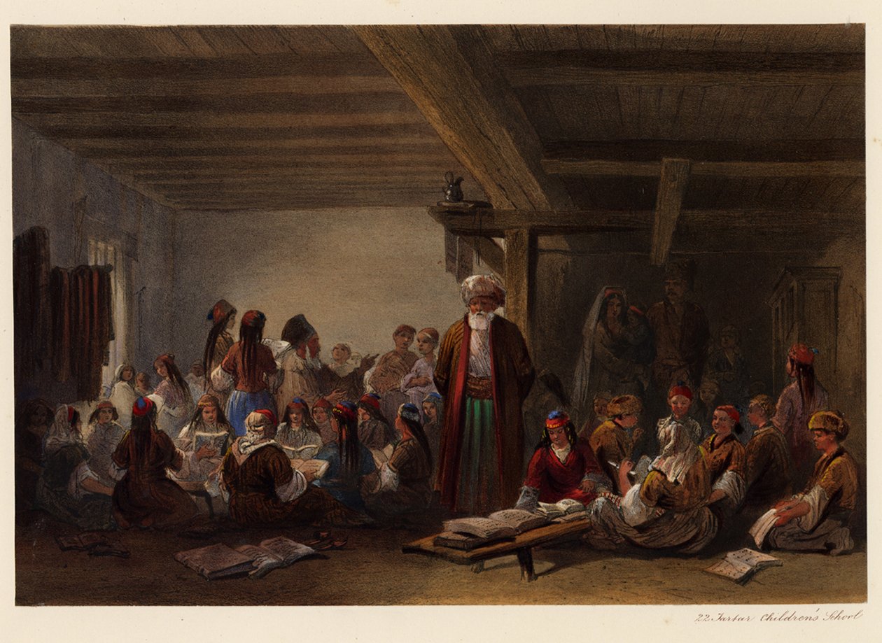 Scuola per bambini tatari di Crimea, 1856 da Carlo Bossoli