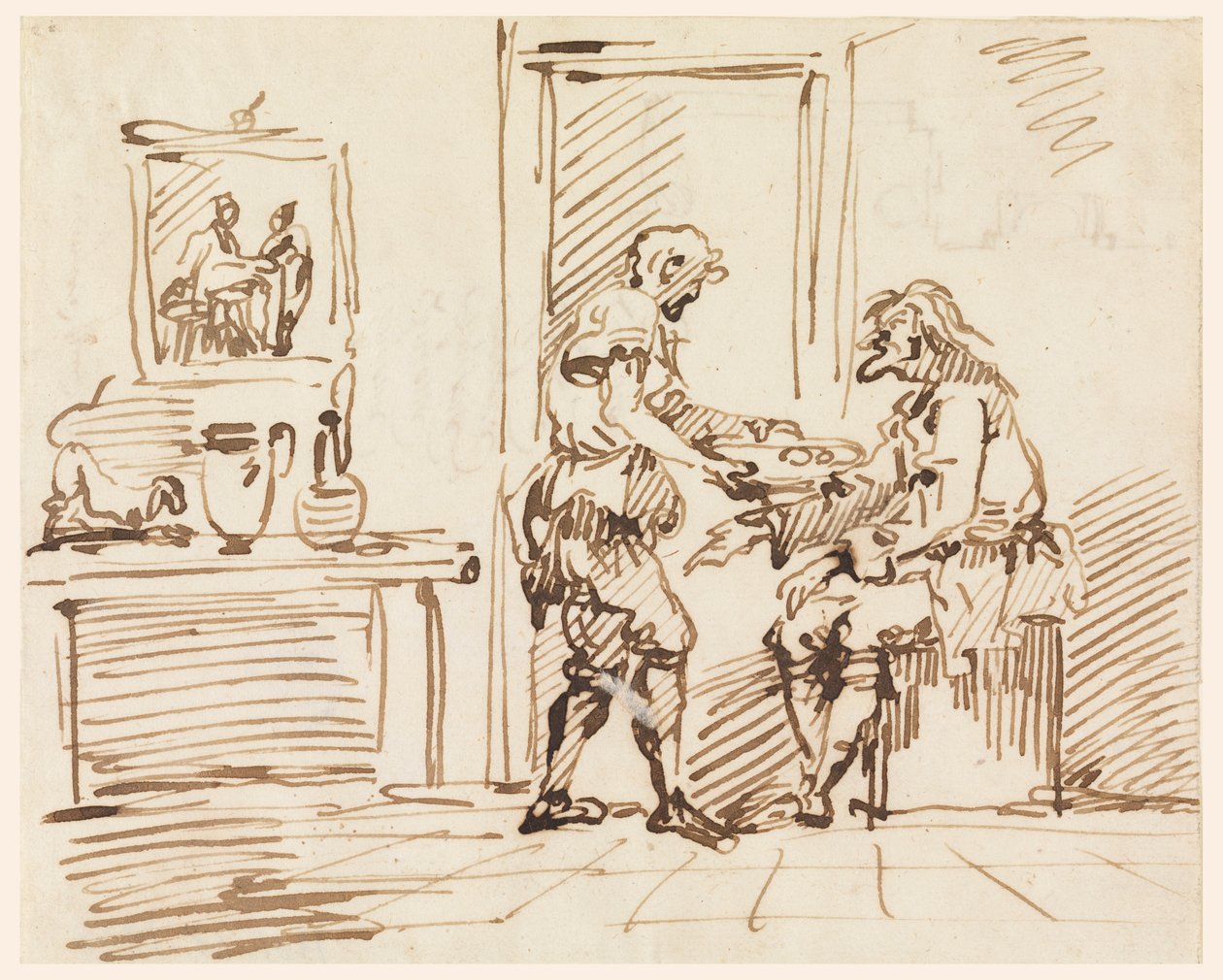 Disegno, Una scena di genere, 1725-50 da Carlo Marchionni