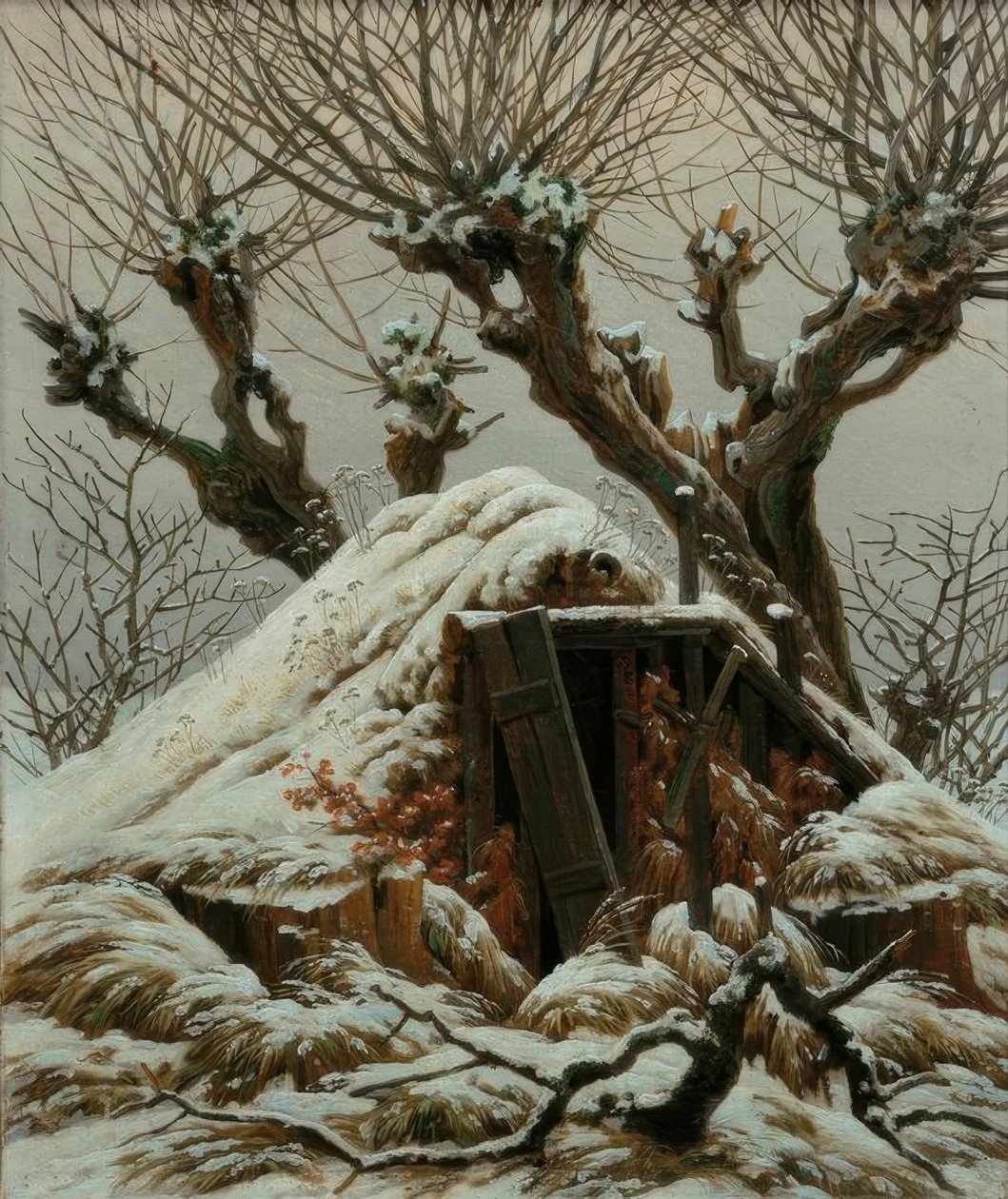 Capanna innevata da Caspar David Friedrich