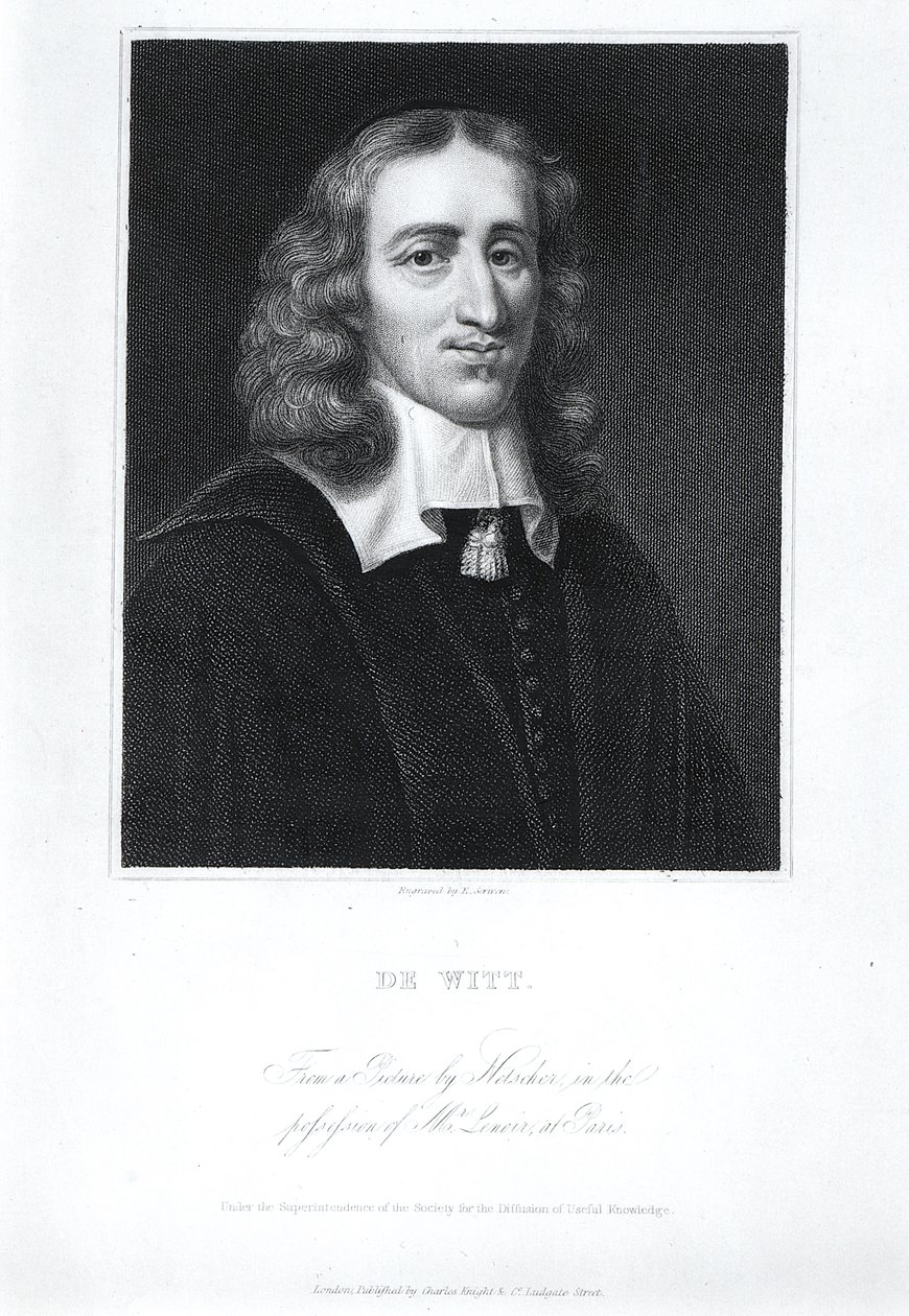 Ritratto di Johan de Witt (1625-72), inciso da Edward Scriven (1775-1841) da Caspar Netscher
