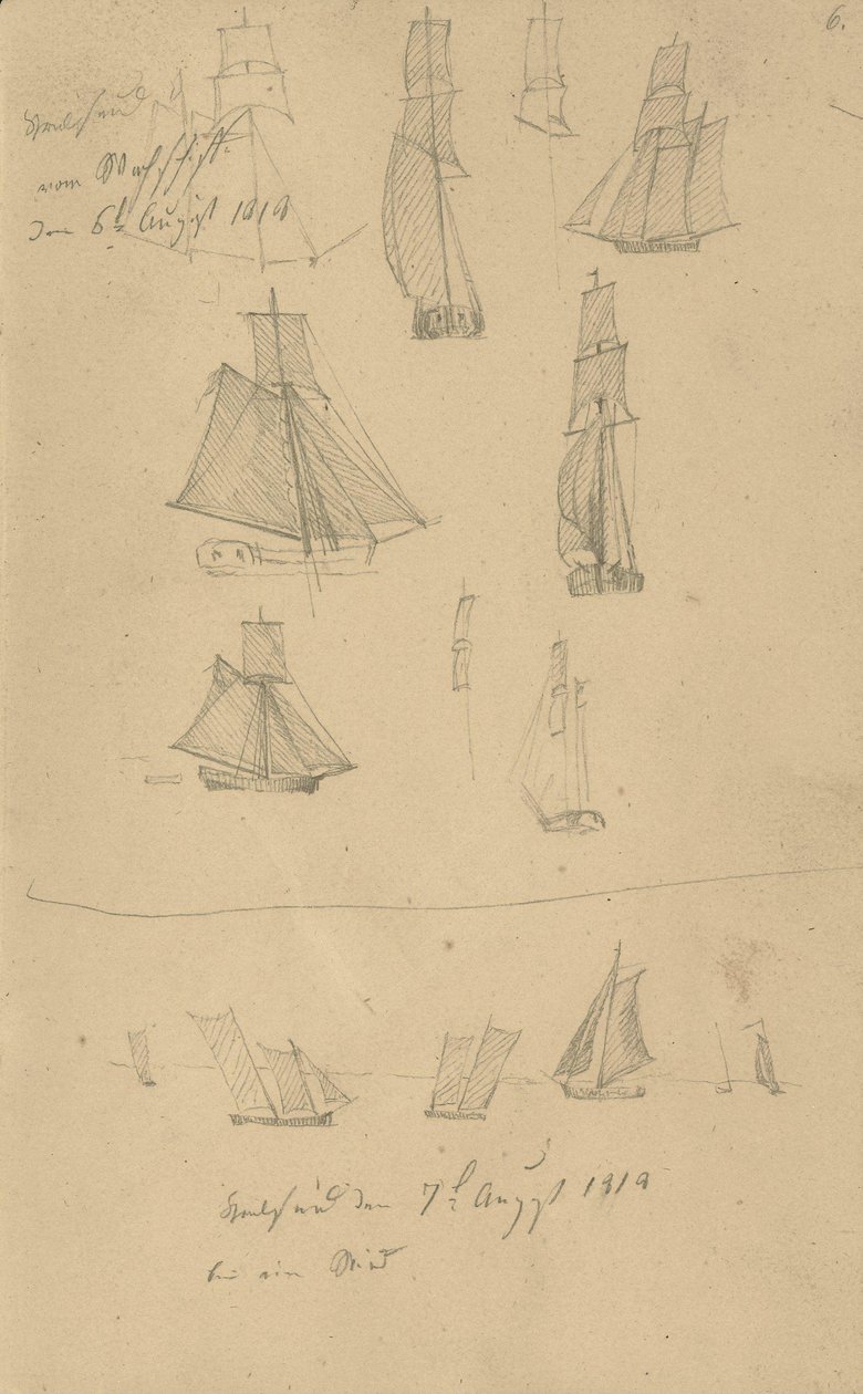 Studi di velieri da Caspar David Friedrich
