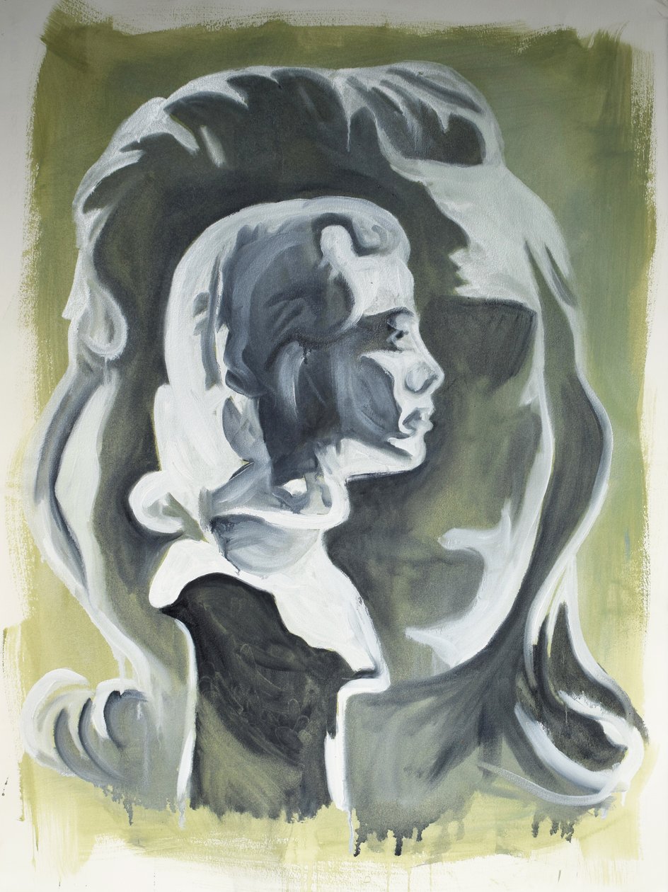 Volto rubato, 2020 (olio su carta) da Cathy Lomax