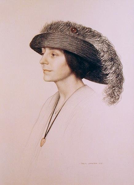 Giovane donna con cappello piumato da Cecil Stuart Jameson