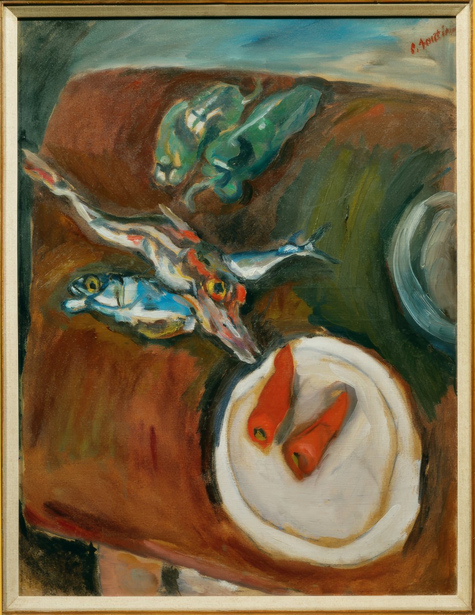Natura morta con pesci, peperoni e carote da Chaim Soutine