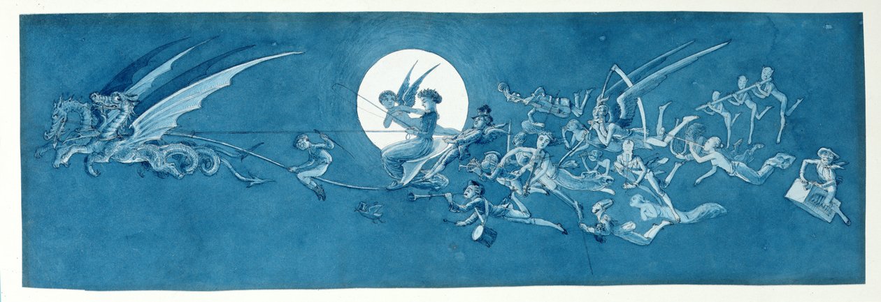 Il carro del drago e i menestrelli delle fate attraversano la luna da Charles Altamont Doyle