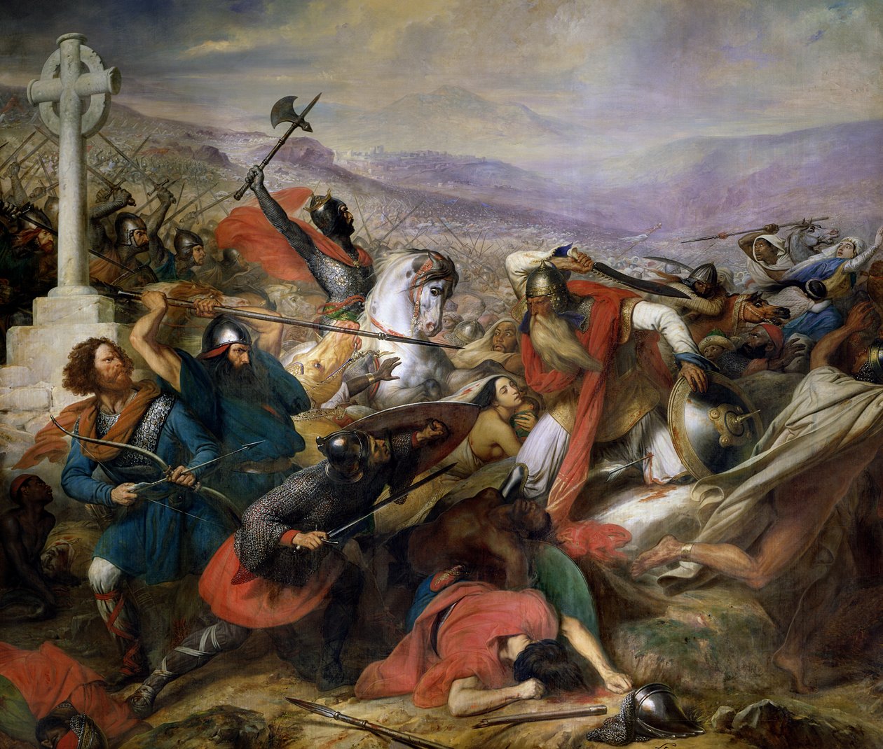 La battaglia di Poitiers, 25 ottobre 732, vinta da Carlo Martello, 1837 da Carl von Steuben