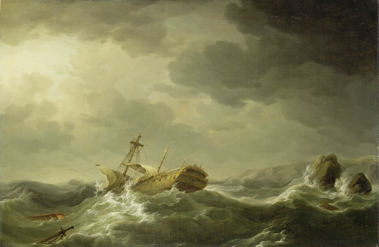 Naufragio su una costa rocciosa, c.1747-50 da Charles Brooking