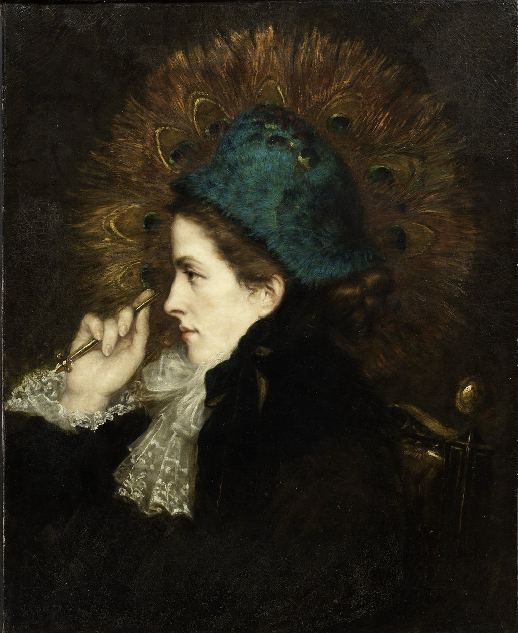 Signora con ventaglio di pavone, 1882 da Charles C. Burleigh