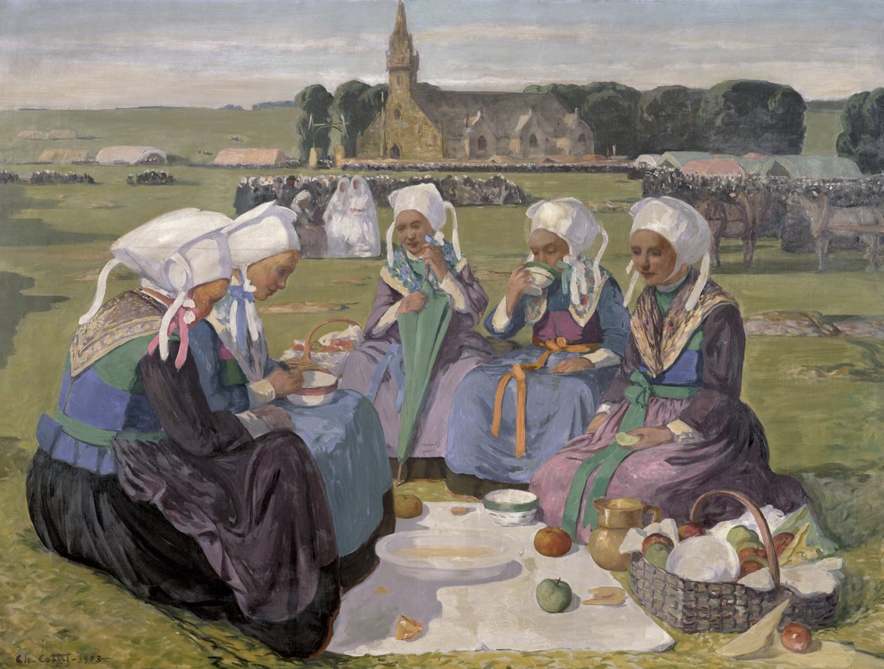 Donne di Plougastel al Pardon di Notre-Dame de la Palud, 1903 da Charles Cottet