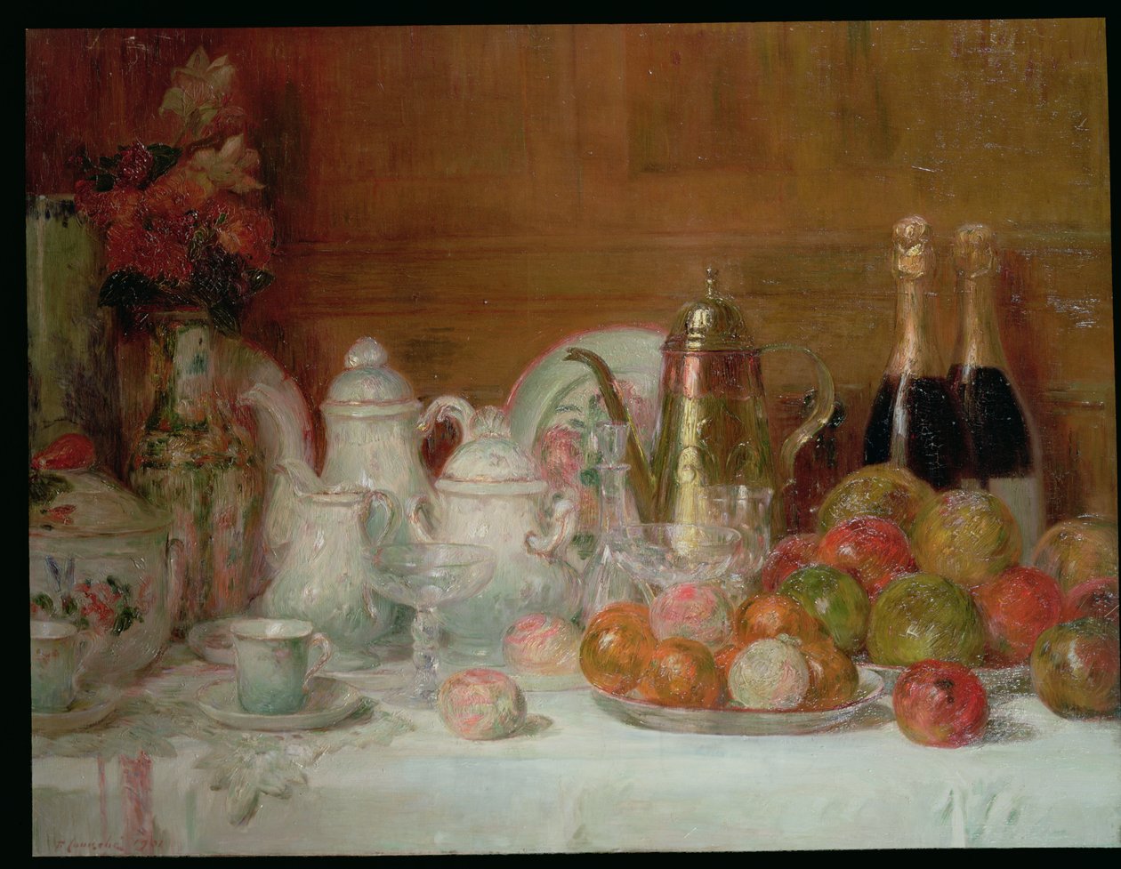 Natura Morta con Frutta e Bottiglie di Champagne da Charles Couche