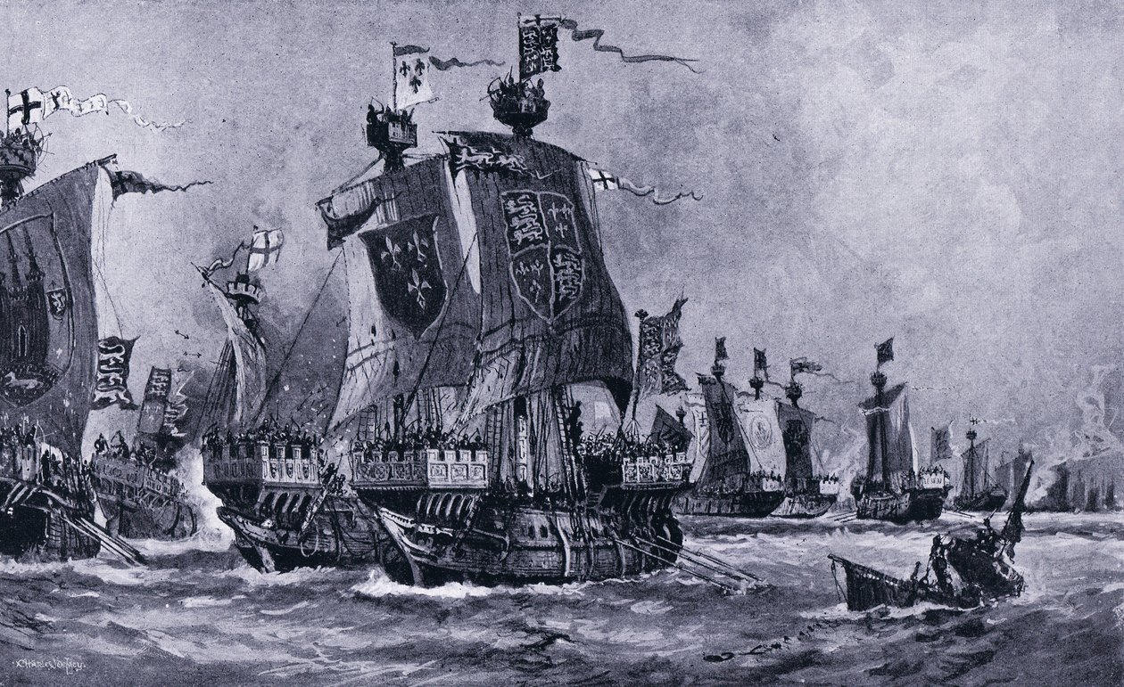 La battaglia di Sluys, giugno 1340 d.C., anni 1920 da Charles Daniel Ward