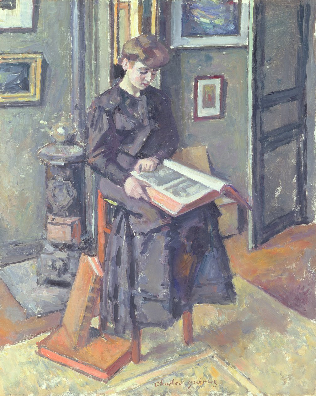 Ragazza che legge un libro, 1906 da Charles Guerin