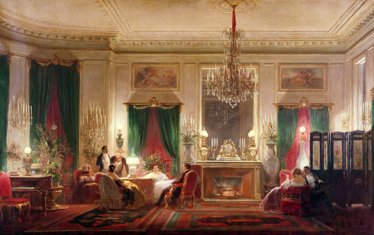 Salone della principessa Mathilde Bonaparte (1820-1904) Rue de Courcelles, Parigi, 1859 da Charles Giraud