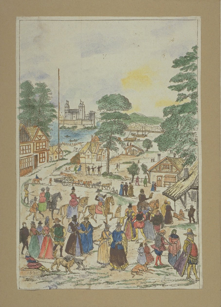 Veduta di una festa in Fair Street, Southwark, c.1850 da Charles Grignion
