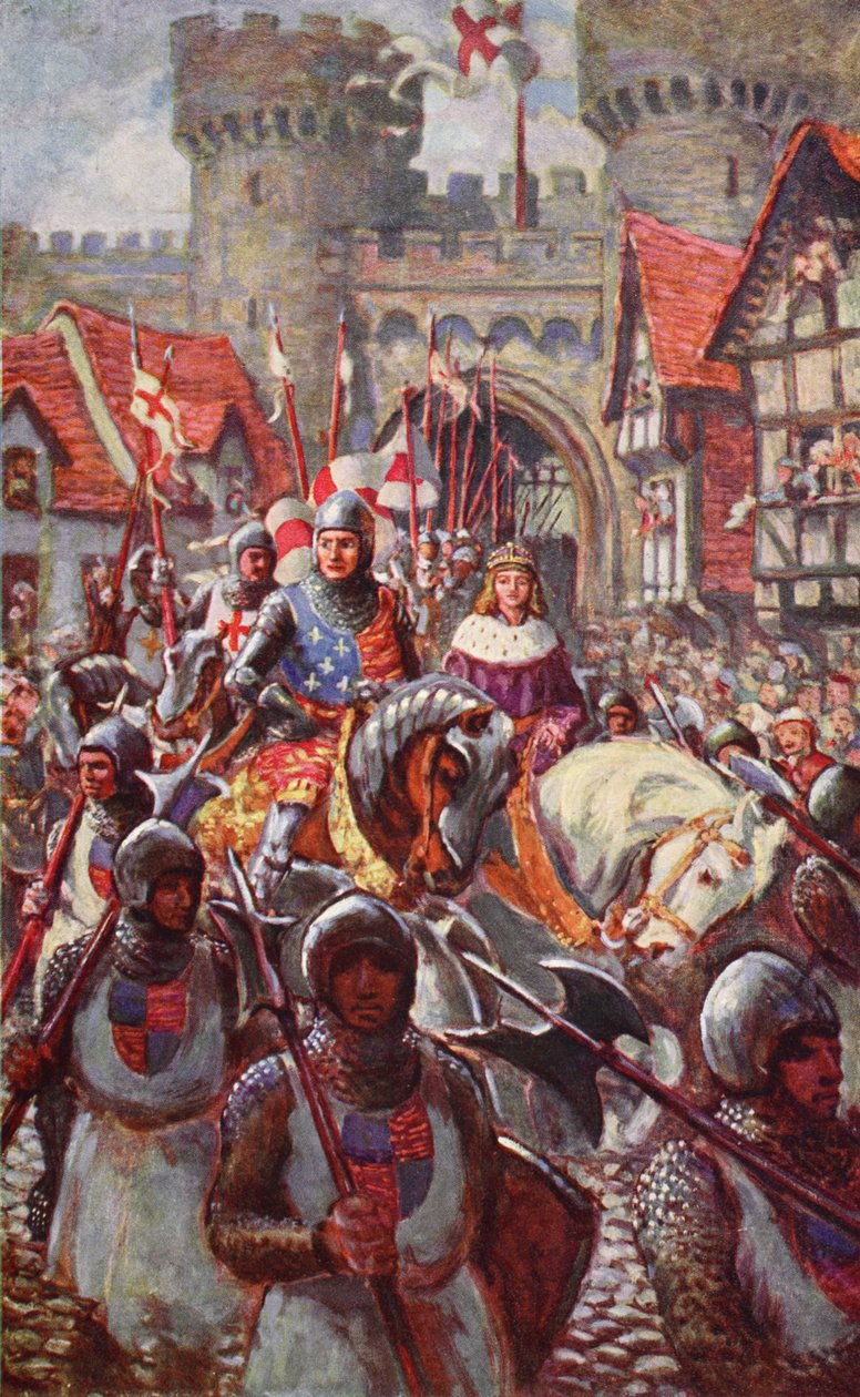 Edoardo V entra a Londra con il Duca Riccardo, 1483, illustrazione da 