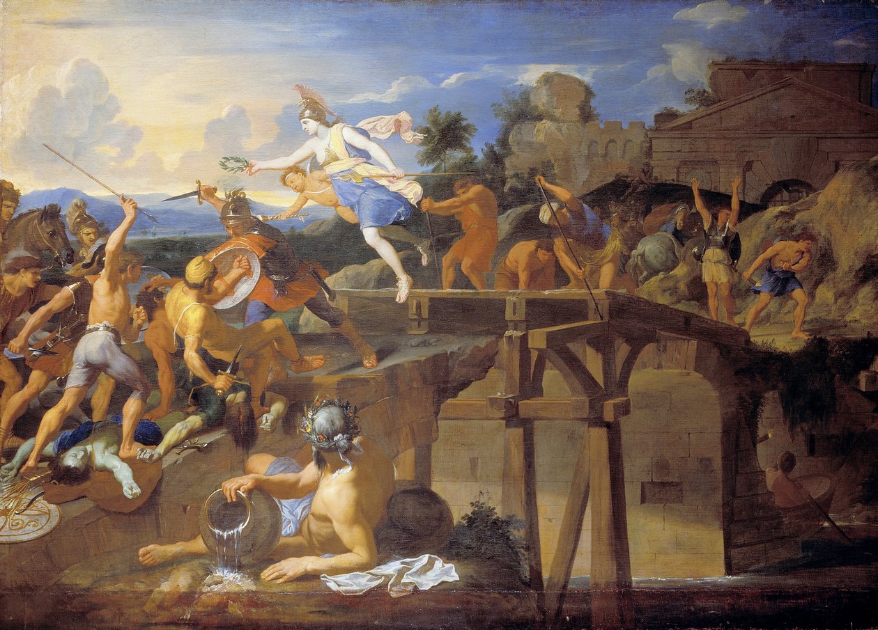 Orazio Coclite che difende il ponte da Charles Le Brun