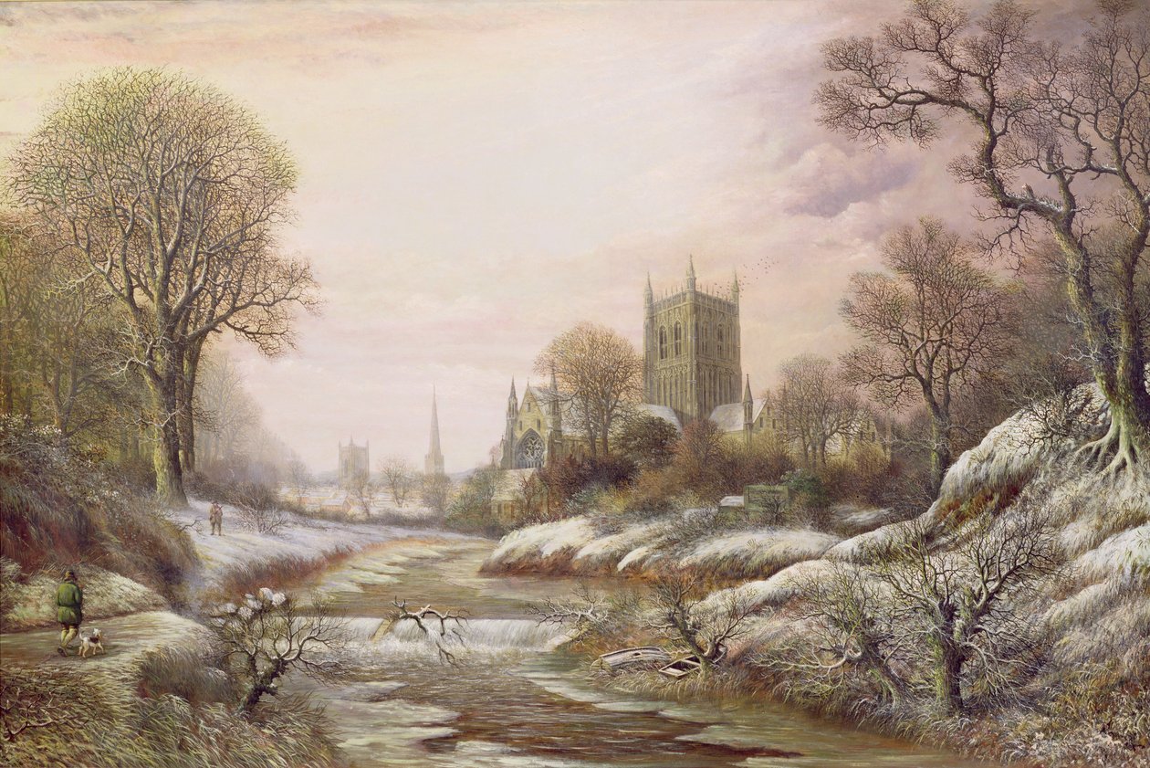 Worcester da sud-ovest nella neve da Charles Leaver